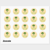 Schattigee Broccoli Pun Cartoon Design Ronde Sticker (Vel)