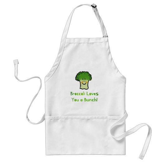 Schattigee Broccoli Pun Cartoon Design Standaard Schort (Voorkant)