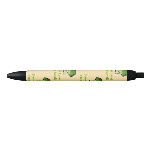 Schattigee Broccoli Pun Cartoon Design Zwarte Inkt Pen (Voorkant)