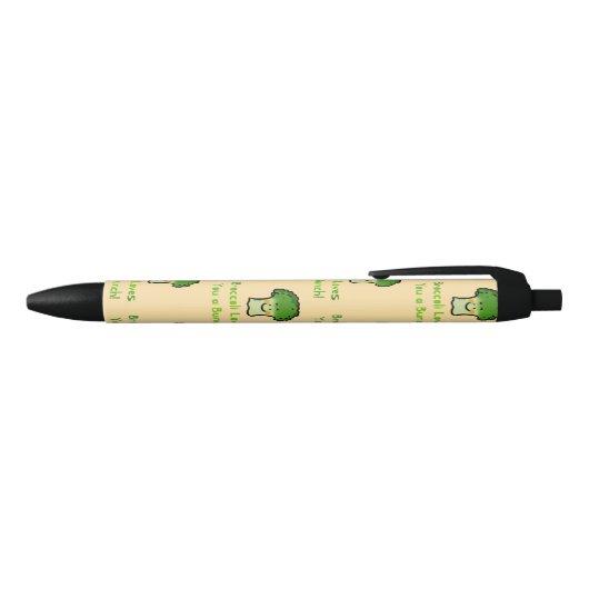 Schattigee Broccoli Pun Cartoon Design Zwarte Inkt Pen (Bovenkant)