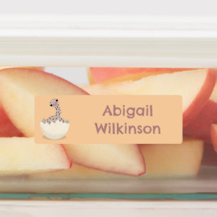 Schattigee broedende baby struisvogel cartoon gepe labels