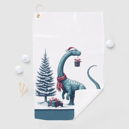 Schattigee Brontosaurus Kerst Golf Handdoek (Insitu)