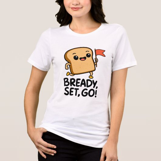 Schattigee Broodplak Cartoon - "Bready, Set, Go!" Tri-Blend Shirt (Voorkant)
