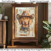 Schattigee Brown Cowboy Sheriff Dog DC9 Decoupage Tissuepapier