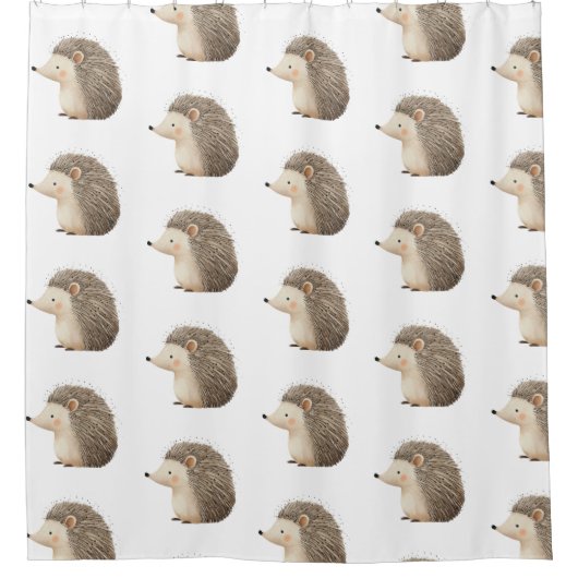 Schattigee Brown Cream Hedgehogs Douchegordijn (Voorkant)