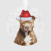 Schattigee Brown Pit Bull Dog Vakantie Kerstfoto Ornament (achterkant)