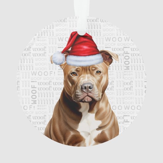 Schattigee Brown Pit Bull Dog Vakantie Kerstfoto Ornament (achterkant)