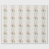 Schattigee Brown Rein Deer Stars Illustratie Kerst Cadeaupapier (Vlak)