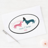 Schattigee bruid & bruidegom Dachshund Ovale Sticker (Envelop)
