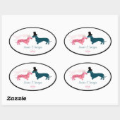 Schattigee bruid & bruidegom Dachshund Ovale Sticker (Vel)