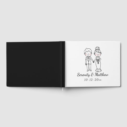 Schattigee bruid bruidegom grillige zwart wit brui gastenboek (Volledig)