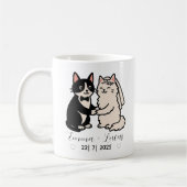 Schattigee bruid & bruidegom katten gepersonalisee koffiemok (Links)