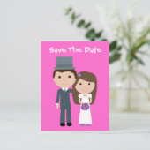 Schattigee bruid & bruidegom Sla de datum Aankondigingskaart (Staand voorkant)