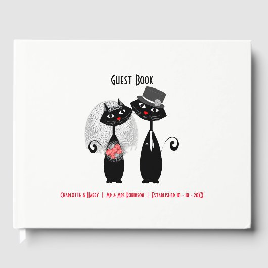 Schattigee bruid | bruidegom trouwkatten gepersona gastenboek (Voorkant)