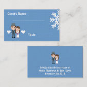 Schattigee bruid & bruidegom wintersneeuwvlok zitk plaatskaartje (Voorkant / Achterkant)