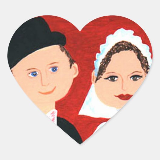 Schattigee bruid en bruidegom bruiloft hart Sticke Hart Sticker (Voorkant)