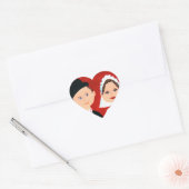 Schattigee bruid en bruidegom bruiloft hart Sticke Hart Sticker (Envelop)