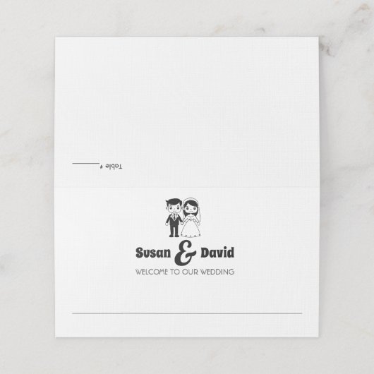 Schattigee bruid en bruidegom bruiloft plaats kaar plaatskaartje (Buitenkant ongevouwen)
