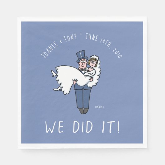 Schattigee bruid en bruidegom Cartoon bruiloft ser Servet (Voorkant)