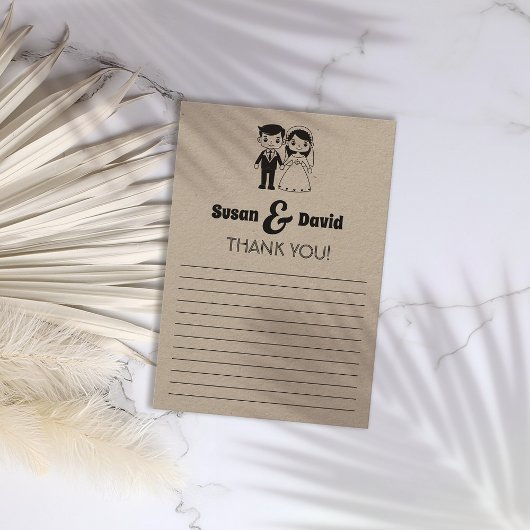 Schattigee bruid en bruidegom dank u kaart