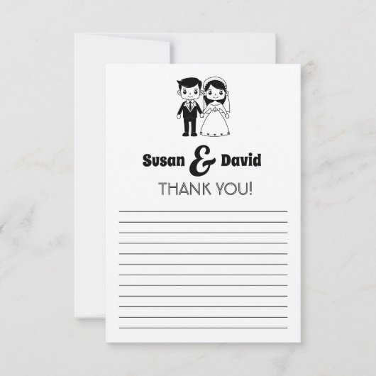 Schattigee bruid en bruidegom dank u kaart (Voorkant)