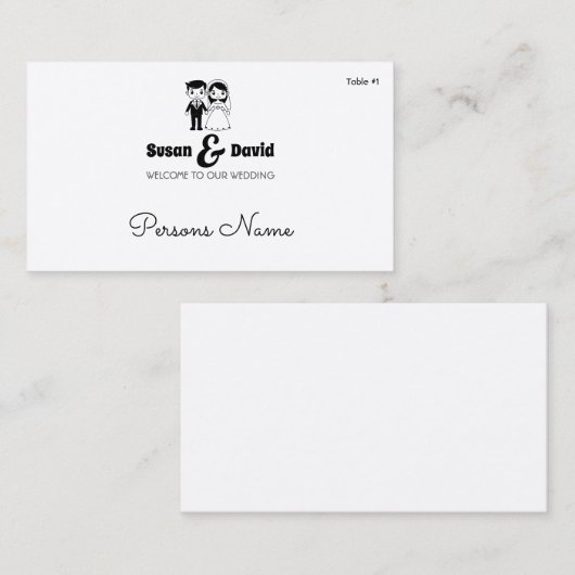 Schattigee bruid en bruidegom Flat Wedding Place C Plaatskaartje (Voorkant / Achterkant)