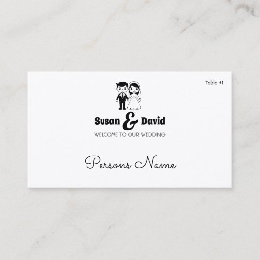 Schattigee bruid en bruidegom Flat Wedding Place C Plaatskaartje (Voorkant)