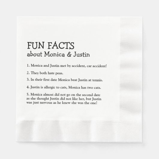 Schattigee bruid en bruidegom leuke feiten servet (Voorkant)