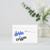 Schattigee bruid en bruidegom ontwerp trouwtafel plaatskaartje (Staand voorkant)