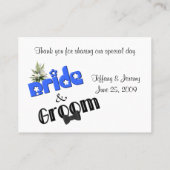 Schattigee bruid en bruidegom ontwerp trouwtafel plaatskaartje (Achterkant)