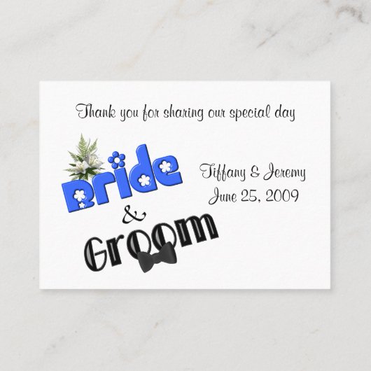 Schattigee bruid en bruidegom ontwerp trouwtafel plaatskaartje (Achterkant)