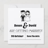 Schattigee bruid en bruidegom opslaan van de datum save the date (Voorkant)