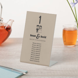 Schattigee bruid en bruidegom platte tafel voetstu reclamebord met voetstuk