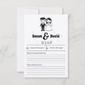 Schattigee bruid en bruidegom RSVP-kaart RSVP Kaartje (Voorkant)