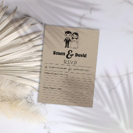 Schattigee bruid en bruidegom RSVP-kaart RSVP Kaartje