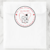 Schattigee bruid en bruidegom Stick figuur Envelop Ronde Sticker (Tas)