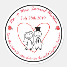 Schattigee bruid en bruidegom Stick figuur Envelop