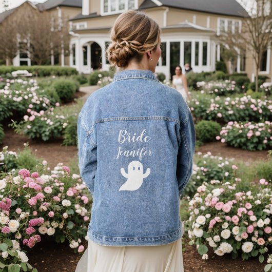 Schattigee bruid Halloween Ghost Wedding Bachelore Denim Jacket (Huwelijk Achterkant)