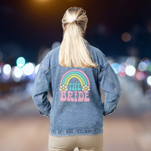 Schattigee bruid Retro Hippie Bachelorette Party Denim Jacket
