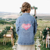 Schattigee bruid Script hart bruiloft Custom Denim Jacket