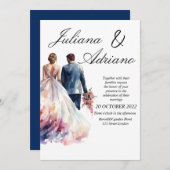 Schattigee bruidegom waterverf trouwkaart modern kaart (Voorkant / Achterkant)