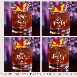 Schattigee bruids vrijgezellenfeest set van 4 whisky glas