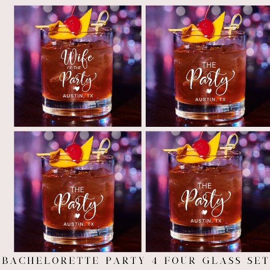 Schattigee bruids vrijgezellenfeest set van 4 whisky glas