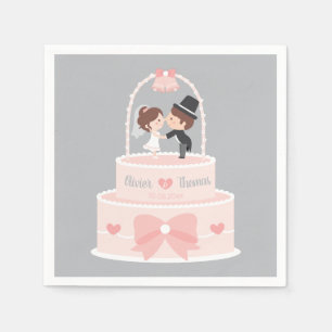 Schattigee bruidstaart bruidegom gepersonaliseerde servet