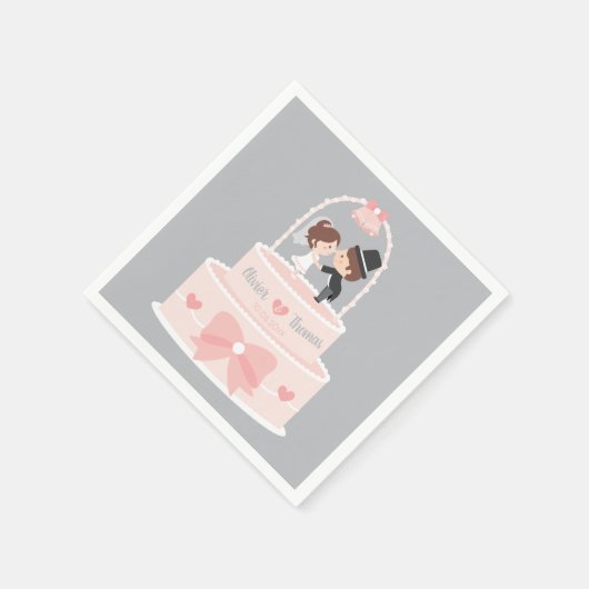 Schattigee bruidstaart bruidegom gepersonaliseerde servet (Hoek)