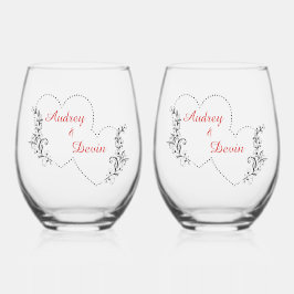 Schattigee bruiloft aandenken wijnglas zonder voet