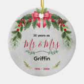 Schattigee bruiloft Jubileum kerst Keramisch Ornament (Voorkant)