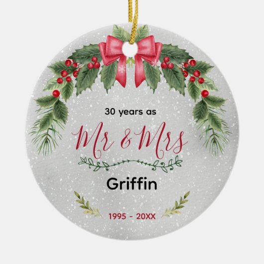 Schattigee bruiloft Jubileum kerst Keramisch Ornament (Voorkant)