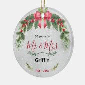 Schattigee bruiloft Jubileum kerst Keramisch Ornament (Links)