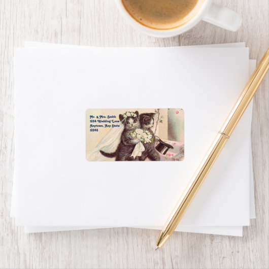 Schattigee Bruiloft Katten Bruid en bruidegom Etiket (Insitu)